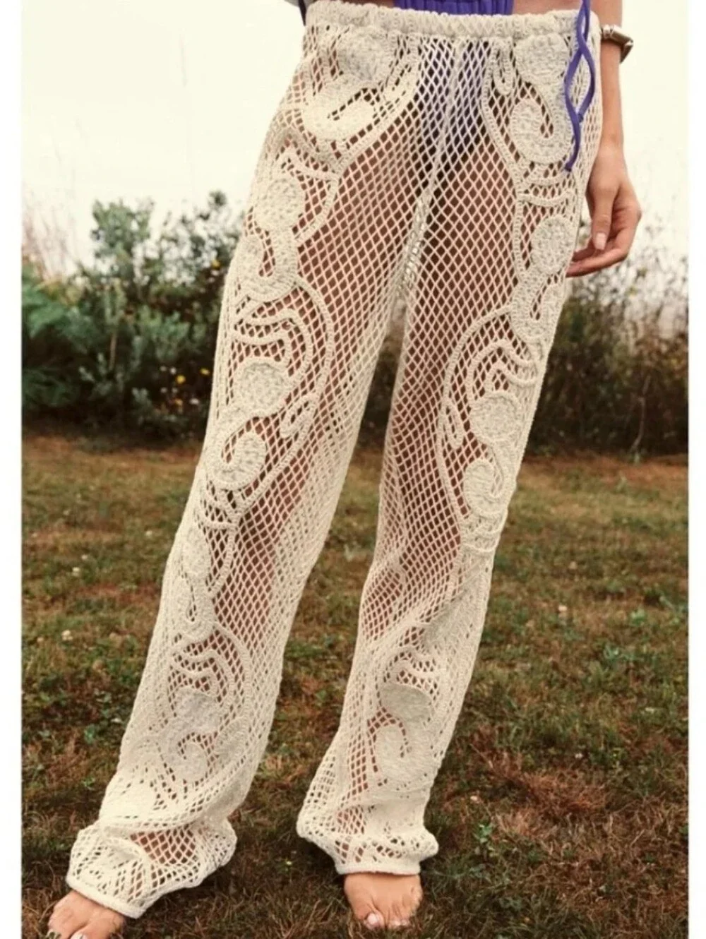 Zara Set 2pc Crochet Vest and Pants Size M